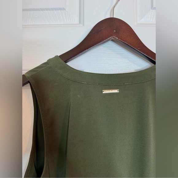 Michael Kors dress size medium ruffle trim Olive Green Sleeveless - Picture 5 of 6